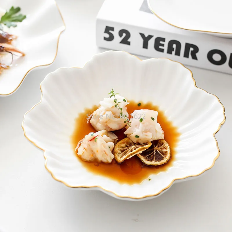 

Phnom Penh Plate Ceramic Dinner Plate Deep Plate Plate Nordic Creative Household Tableware Soup Plate Rice Plate White Porcelain