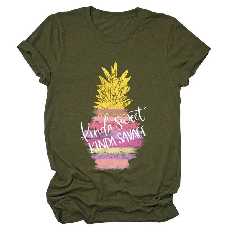 

Kinda Sweet Kinda Savage Print Women T Shirt Short Sleeve ONeck Loose Women Tshirt Ladies Tee Shirt Tops Clothes Camisetas Mujer