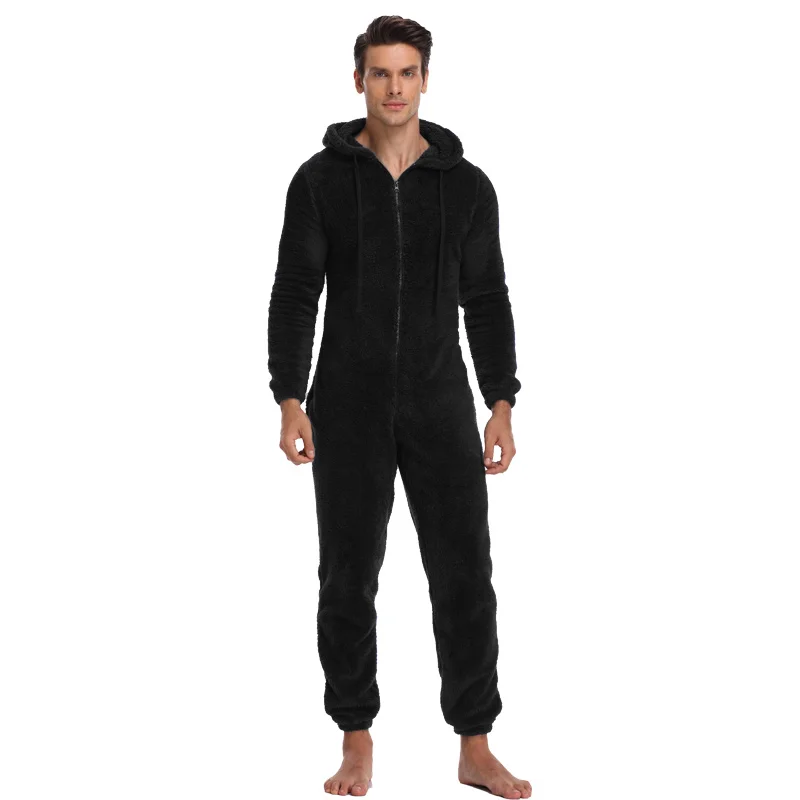Richkeda loja novo 2021 homem quente peluche velo onesie fofo sleepwear adulto pijamas uma peça masculino macacões