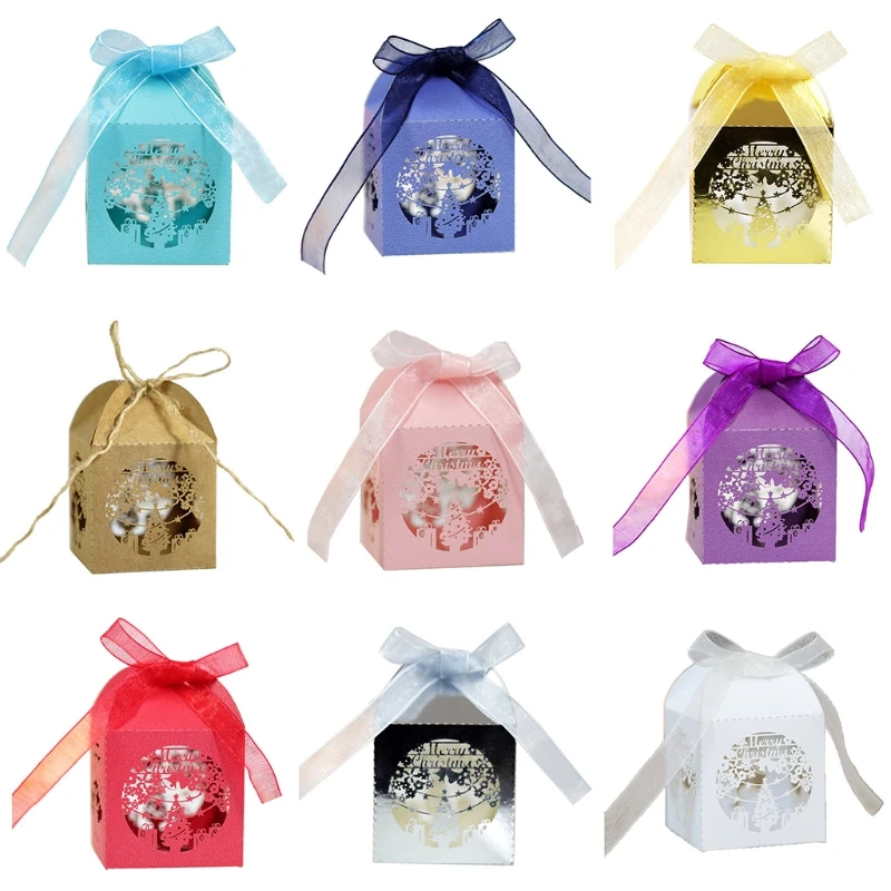 

100 шт. Рождественские снежинки полые подарочные коробки для конфет для хранения свадебной вечеринки