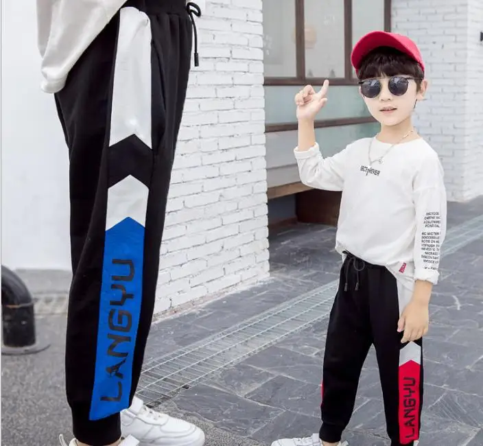 

Boys' sweatpants, baby harem pants, elastic waist drawstring trousers, letter printed children's pants, children's new trousers