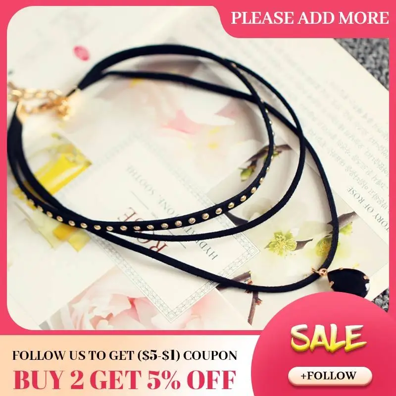 JOUVAL модное многослойное кожаное чокер тонкое замшевое колье ожерелье с