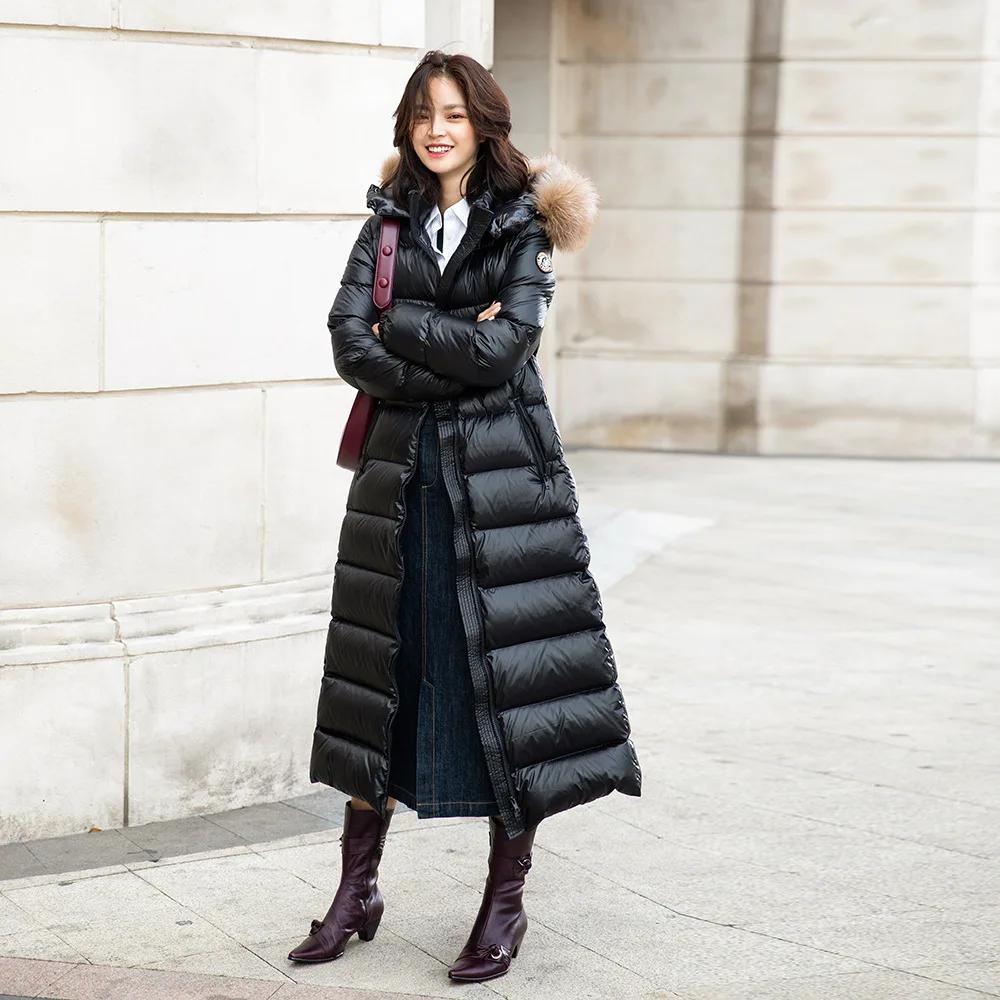 Белая куртка-пуховик на утином пуху женские пальто с капюшоном и воротником из