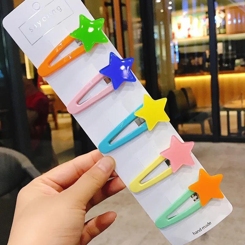 5Pc /Sat New Parent-child cute cartoon colorful style childlike hairpin clip sweet fruit Flower BB clip girl Hair Clips Headwear - Цвет: TS-1