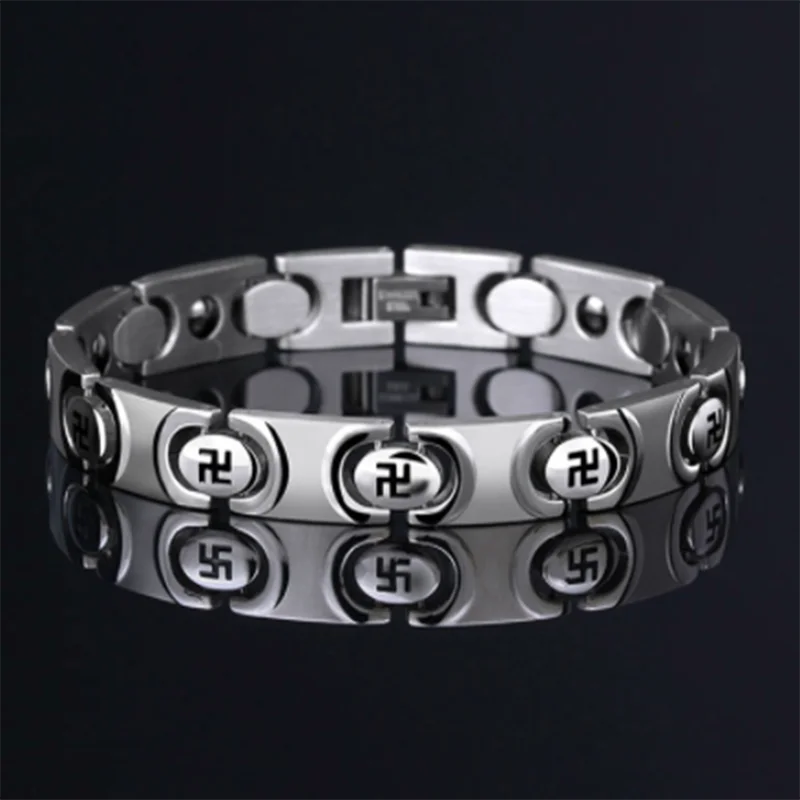 19 5 см Мужская металлическая Свастика из нержавеющей стали и мужской браслет