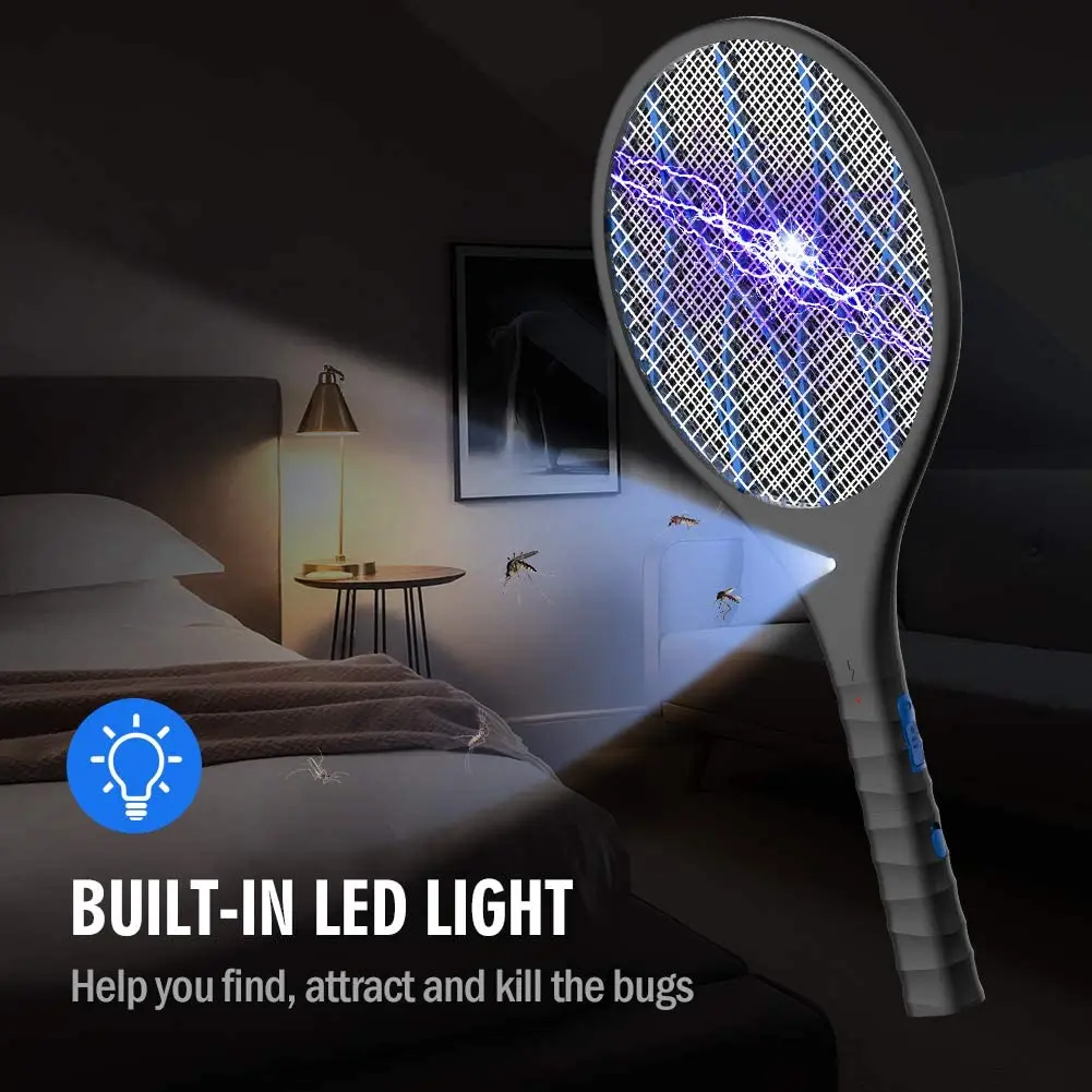 

3800V Electric Mosquito Killer With UV Lamp USB 1200mAh Rechargeable Bug Zapper Summer Fly Swatter Trap Home Bug Insect Racket