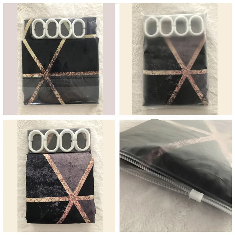 

1 PCS Waterproof Bath Curtain Marble Pattern Shower Curtains Geometric Bathroom Screen Printed Curtain for Bathroom - 180x180cm