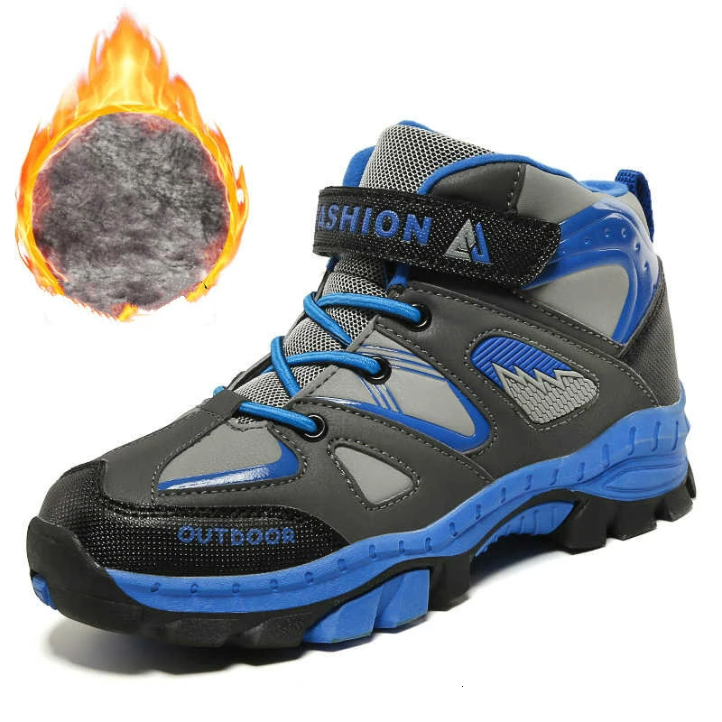 Теплая детская туристическая обувь зимняя меховая плюшевая для подростков