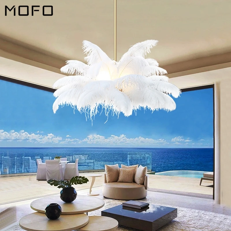 Роскошные подвесные светильники в скандинавском стиле с перьями домашний декор