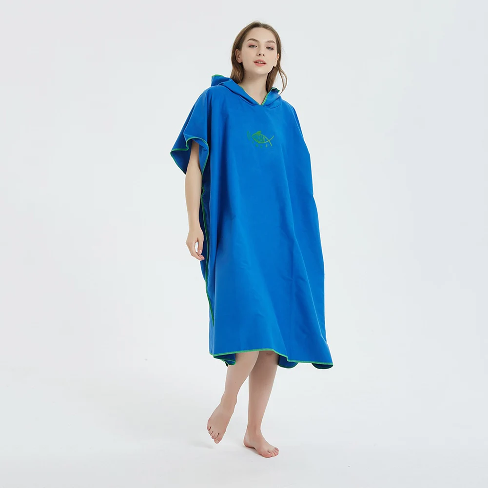 

Fashion Adult Microfiber Water Absorb Quick Dry Hooded Wetsuit Changing Robe Solid Color Poncho Swim Beach Surf Diving Swimming