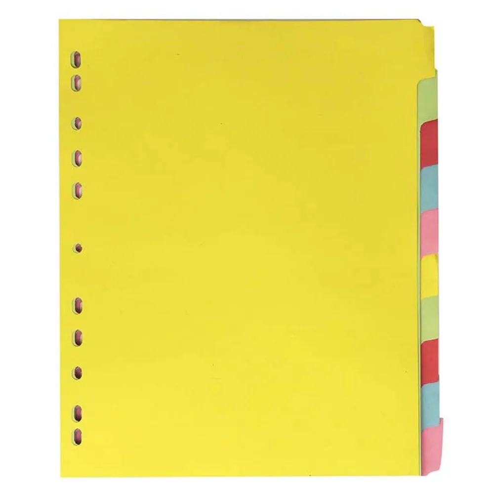 A4 Subject Dividers 12 Part Card Folder Dividers Multi Hole Punched in Assorted Colours | Fit All A4 Portrait File Dividers