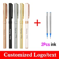 12pcsset 0 5mm metal pen get 2 ink custom advertising logo student ballpoint pen school stationery office supplies lettering