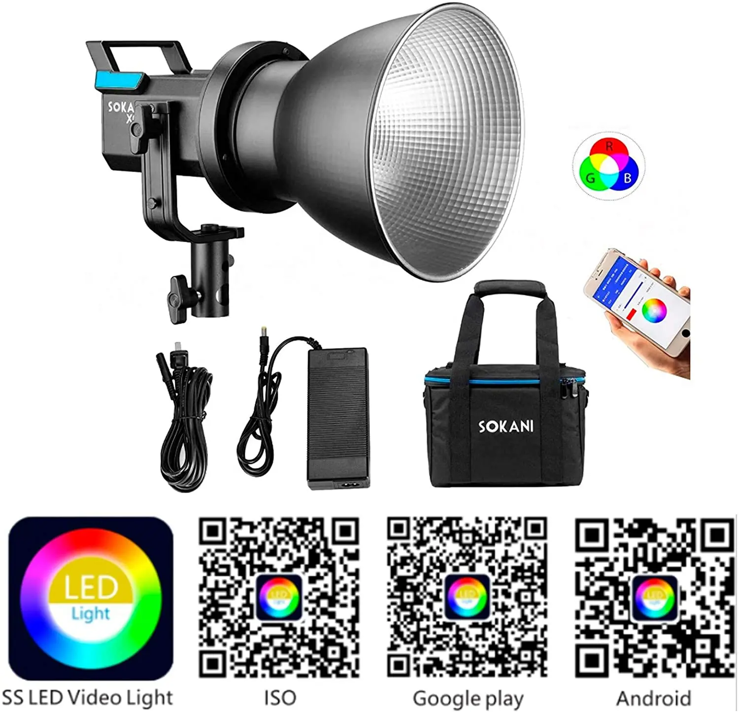 Sokani X60 V2 RGB светодиодный светильник видео 2800K-10000K Bowens крепление CRI96 TLCI 95 + эффект ing