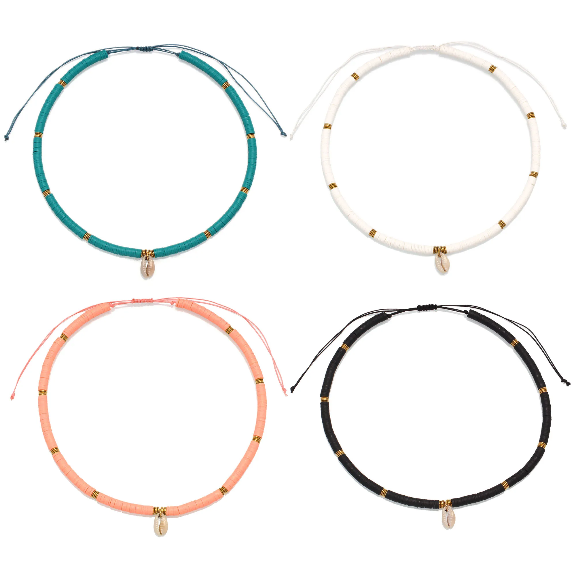 Boho 6 мм полимерные глиняные бусины Heishi натуральный Каури ракушка Регулируемый