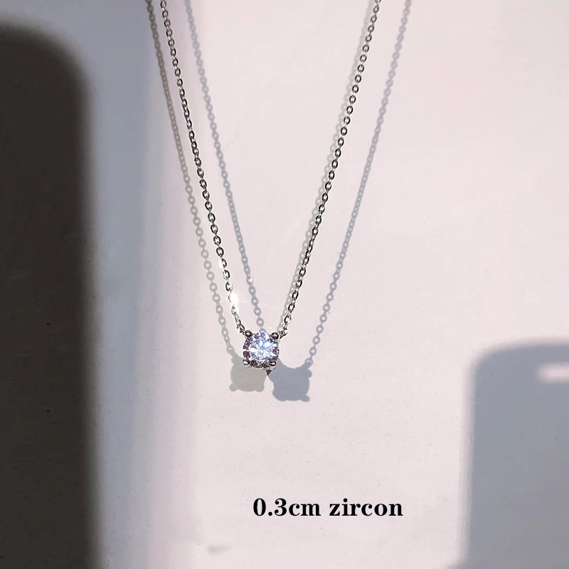 

MEEKCAT 925 Sterling Silver Necklace Single Zircon Pendant Necklace For Women Summer Fashion Silver 925 Jewelry Choker