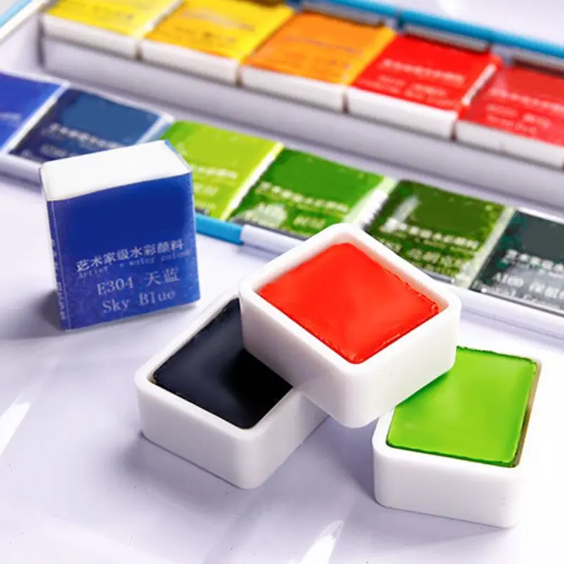 

12/24 Glitter Watercolor Paint Solid Colors Artist Watercolor Paints Portable