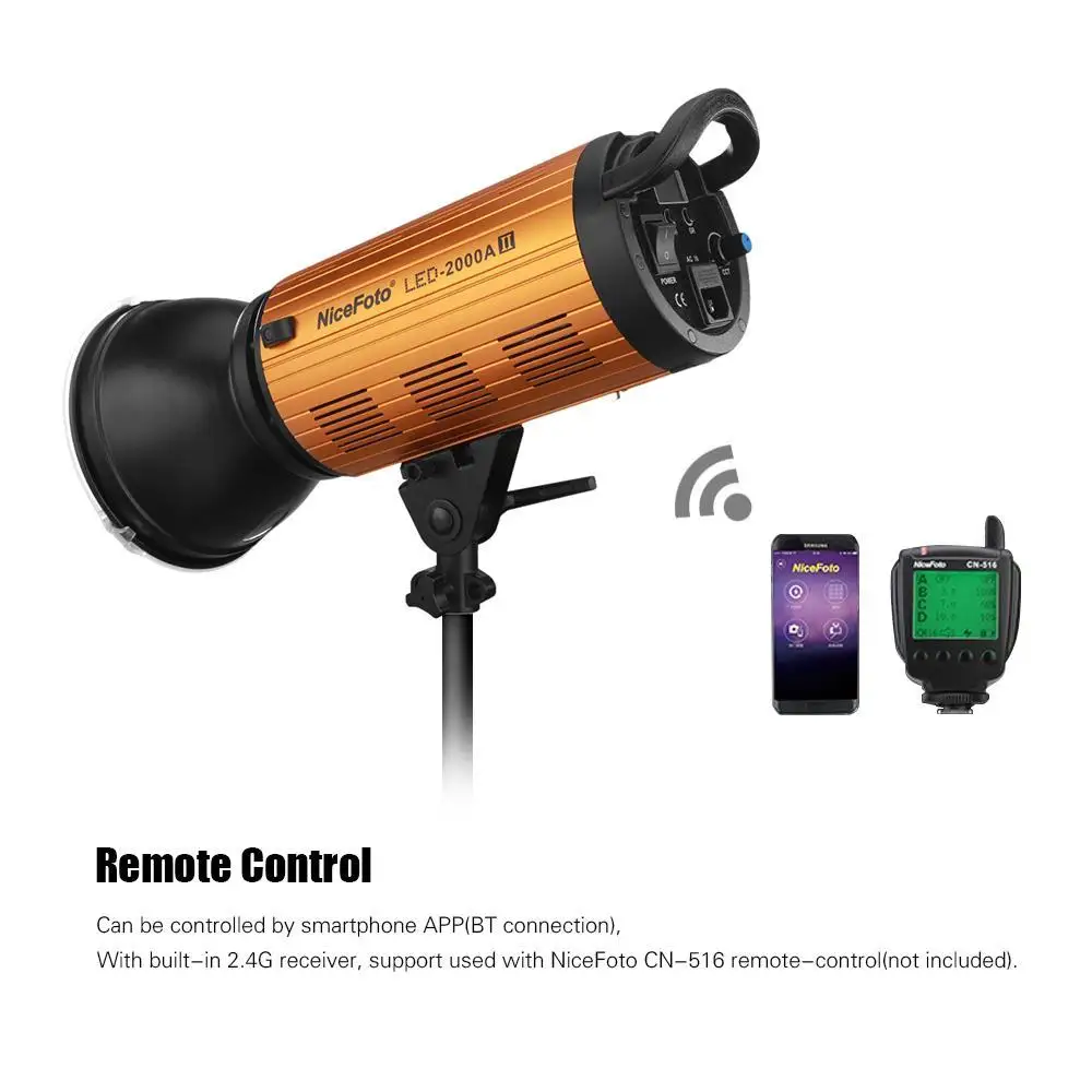 

NiceFoto LED-1500AII 2000AII 150W 200W LED Light Lamp 3200-6500K Daylight Video Studio Light with LCD Display APP Control