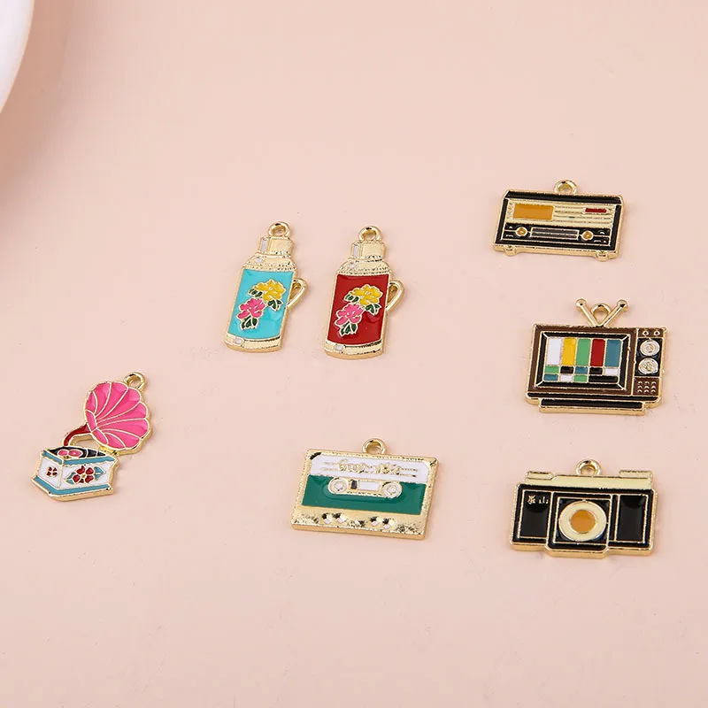 20pcs/lot Nostalgic series life fun bike Magnetic tape TV pendant Enamel DIY accessories Decoration Jewelry making | Украшения и