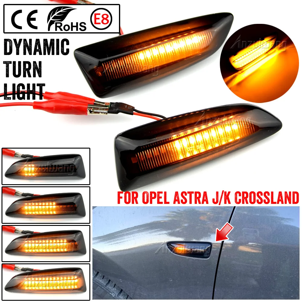 

LED Flowing Water Dynamic Turn Signal Side Marker Light Indicator Blinker For Opel Astra J K Insignia B Grandland X Zafira C