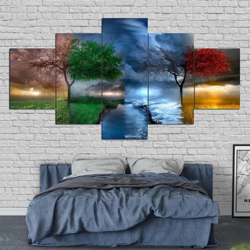 

5d diy diamond painting four seasons trees cross stitch square round full 3d diamond embroidery 5pcs set needlework FS145