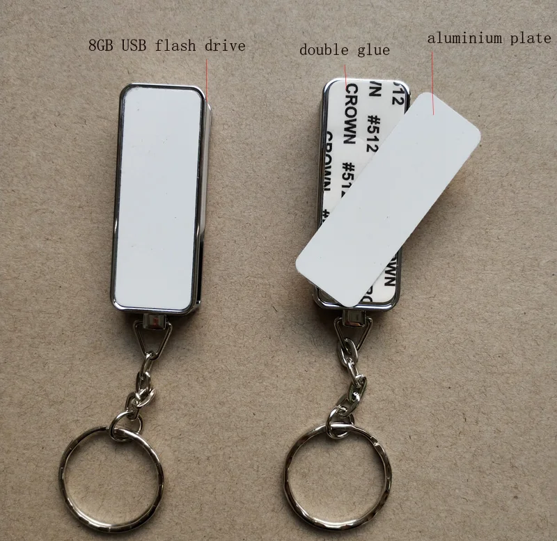 Пустые 8 Гб сублимационные USB флэш памяти 360 Вращающийся брелок + алюминиевая