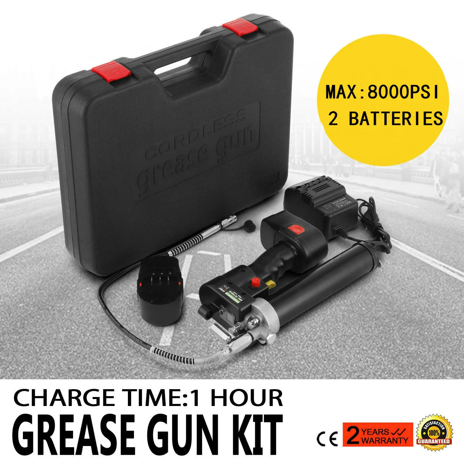 

Electrical Grease Gun Cordless Battery 18V 107cm 8000PSI Heavy + 2 Batteries