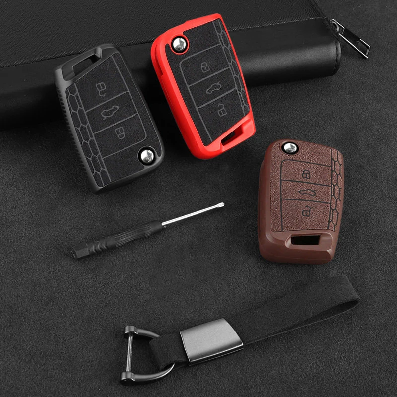 Чехол из натуральной кожи с оцинкованным сплавом для автомобильного ключа чехол