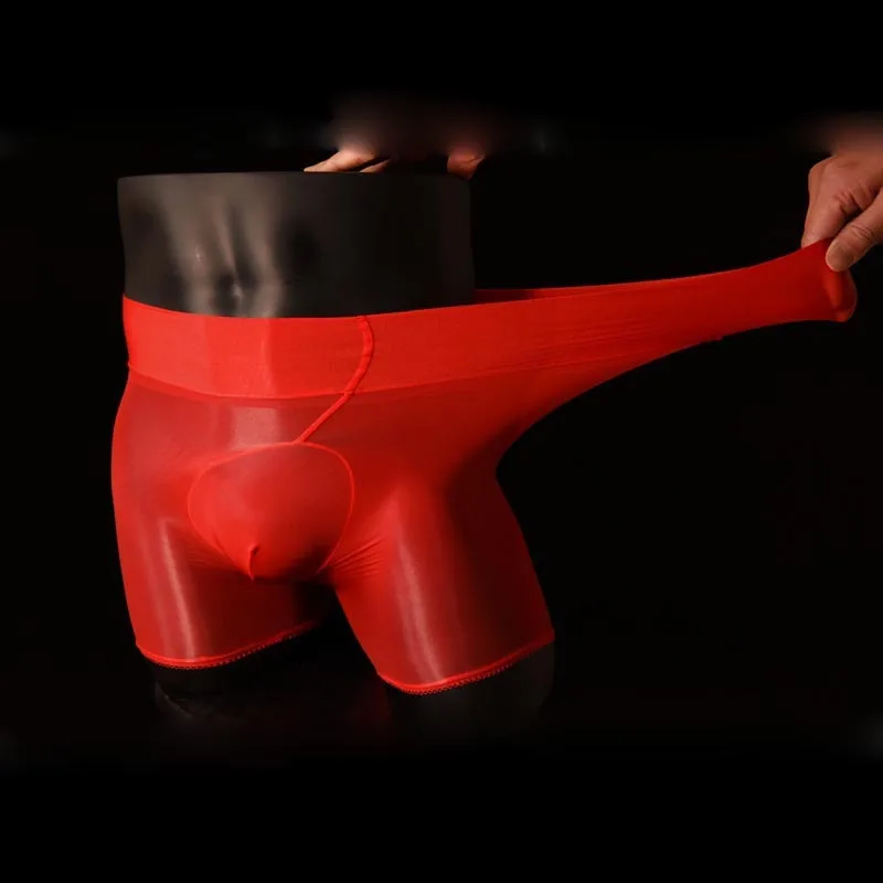 Сексуальная мужская высокая талия глянцевый Блестящий чистый эластичный боксер