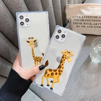 giraffe phone case for iphone 7 8 11 12 x xs xr mini pro max plus clear square transparent