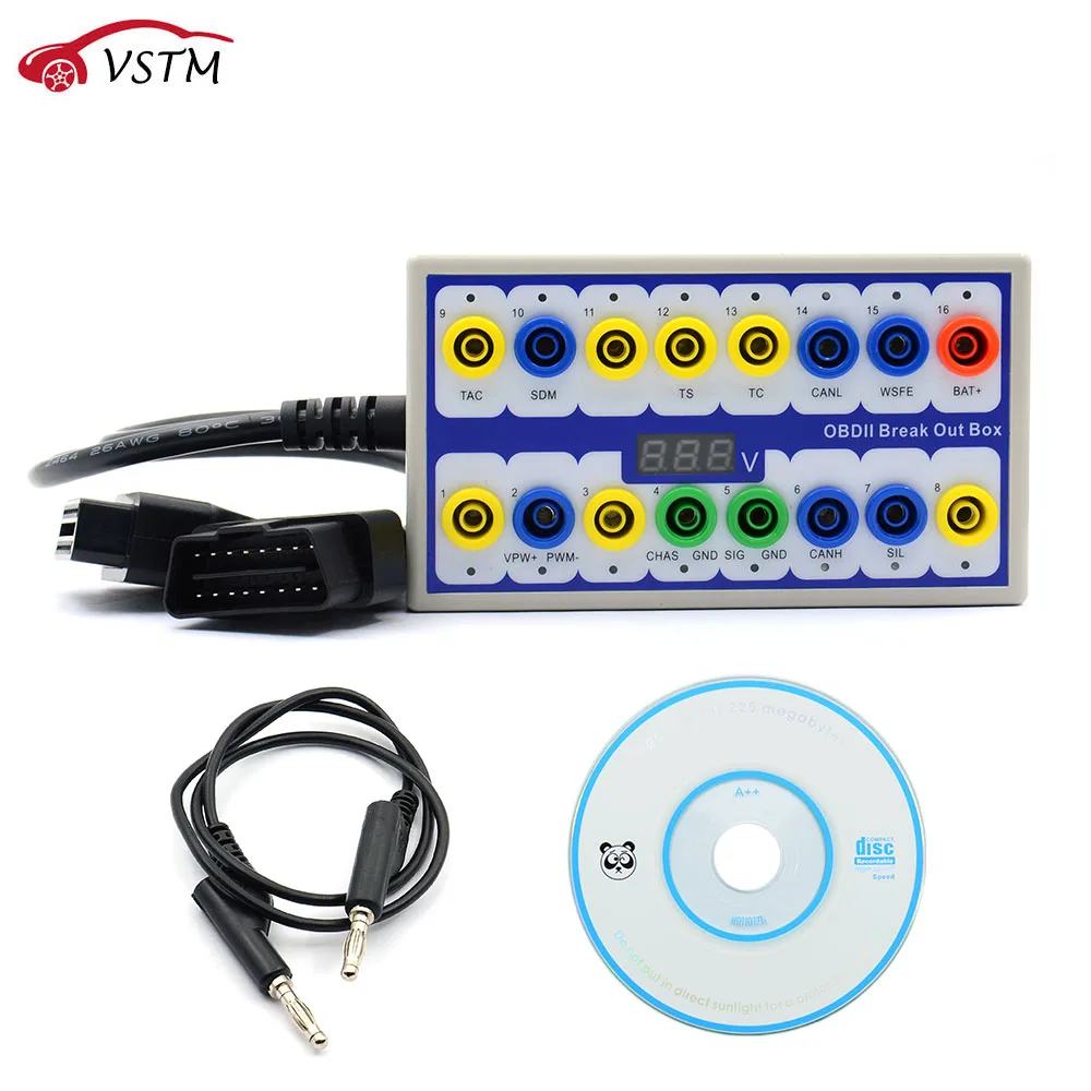 VSTM OBDII протокол детектор автомобиля OBD Break Out Box Breakout инструмент OBD2 Pin Out BOX