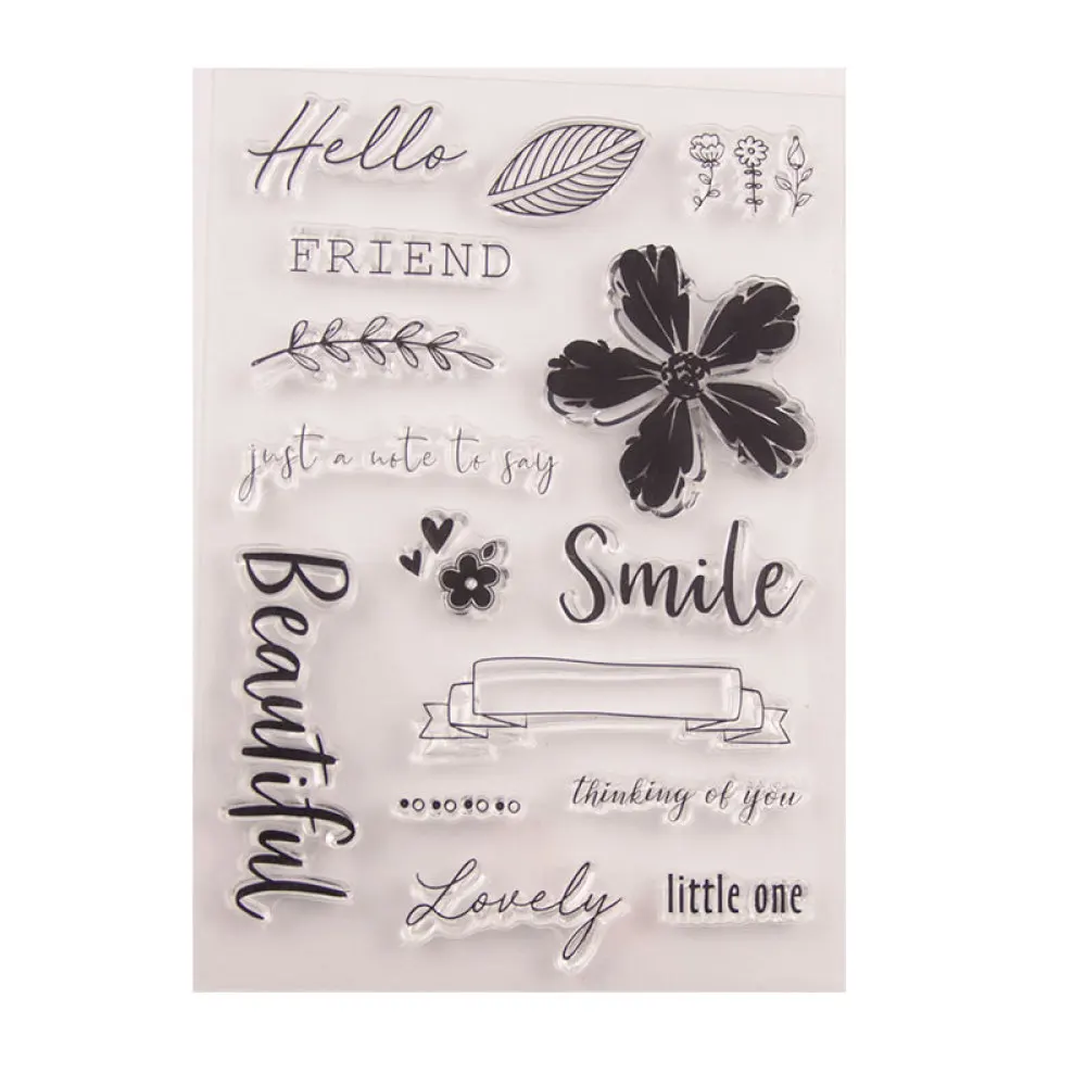 Улыбка слова листья прозрачный силиконовый штамп для DIY Скрапбукинг/фото альбом