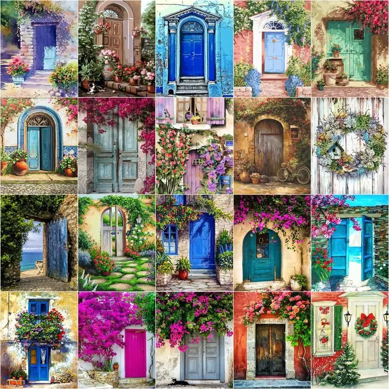 

CHENISTORY Painting By Numbers Flower Door Landscape Drawing Canvas Acrylic Paint By Numbers For Adult Wall Art Picture DIY Home
