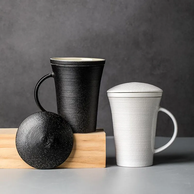 Большая креативная кружка с крышкой набор из трех предметов чашка керамическим