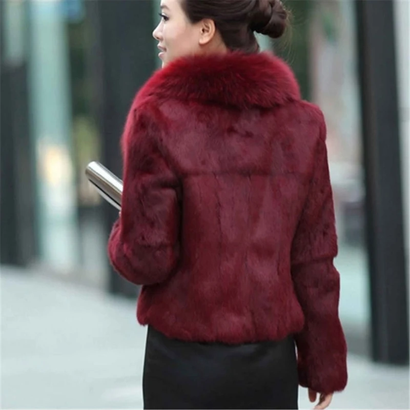 Women's Real Rabbit Fur Coat Winter Thick Warm Black Fox Long Hat Temperament Young Lady 2021 New casual Cothes Female Tops | Женская