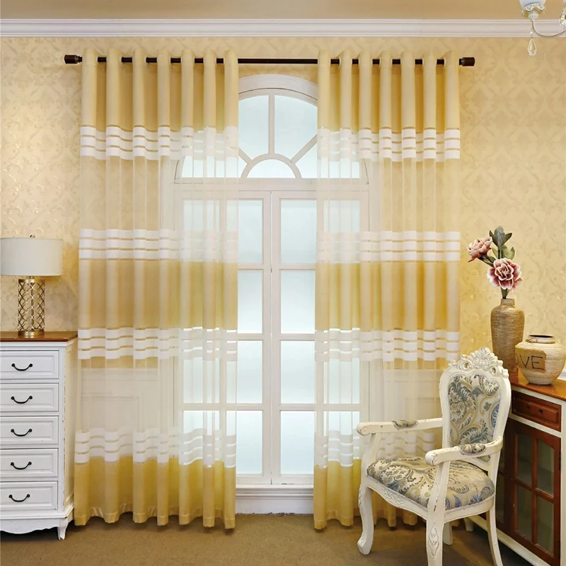Горизонтальные полоски серый Шторы для Гостиная кружевное платье из тонкой