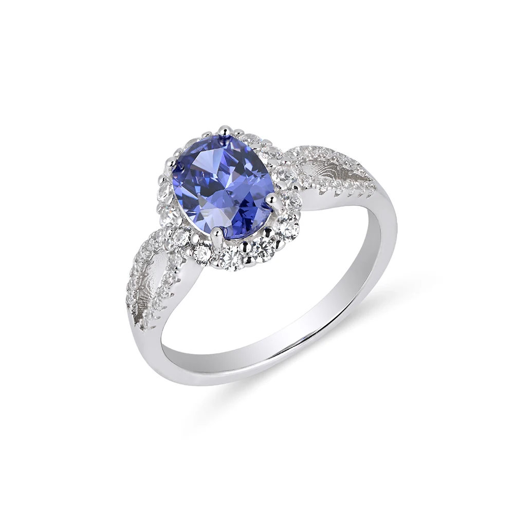 

Женское кольцо из серебра 925 пробы, с синим фианитом