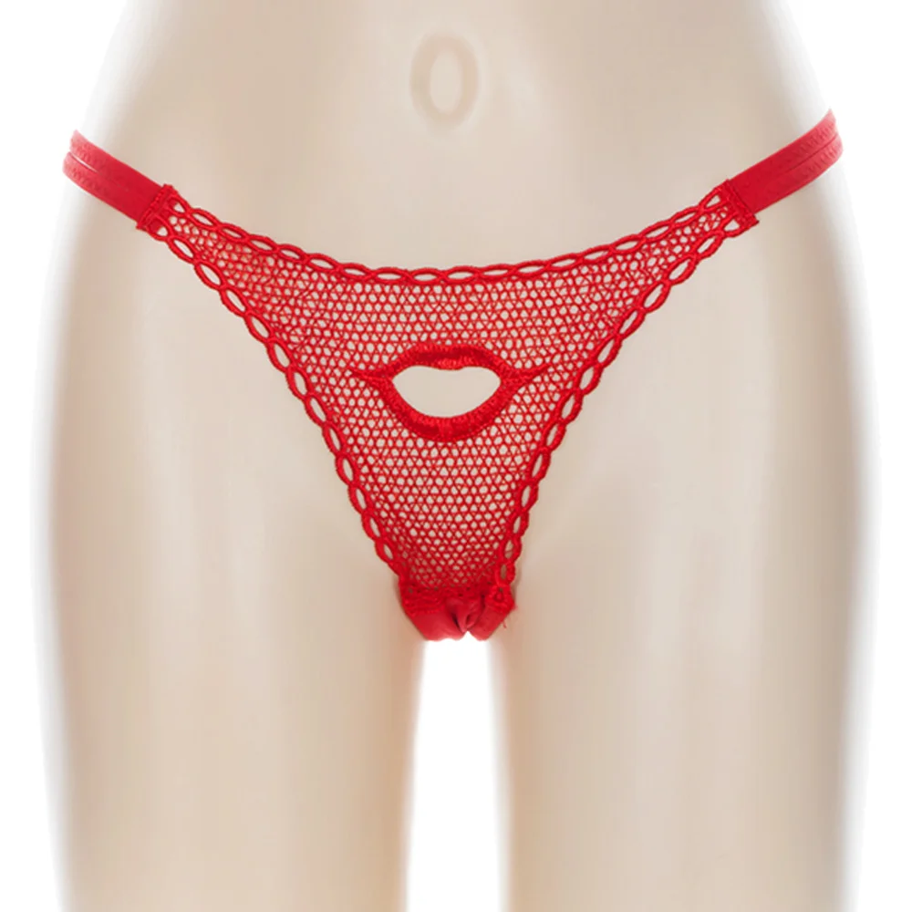 Женские сексуальные стринги женские трусики красные Дамское кружевное белье с