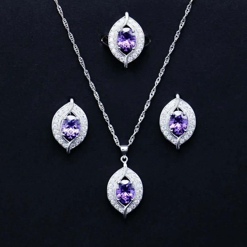 Блестящий комплект ювелирных изделий серебра глаз с фианитами пробы серьги