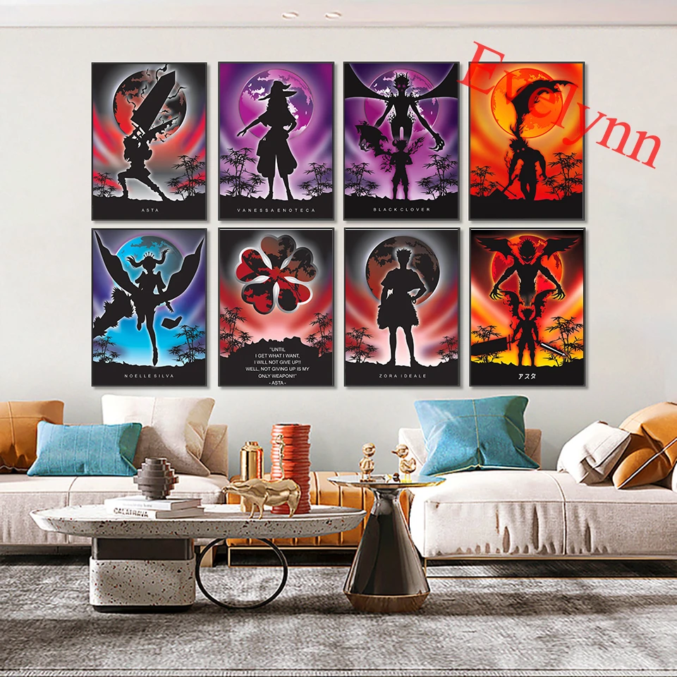 

Wall Art Modular Asta Black Clover Anime Poster Painting Poster And Print Canvas Cartoon Picture ForLiving Room Home Decor Frame
