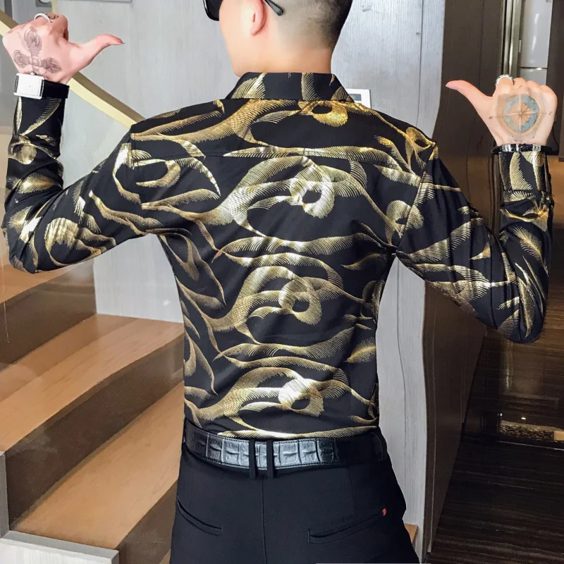 Корейская мода Клубные наряды Blusas Social Vetement Homme осень 2019 рубашки с цветами мужские