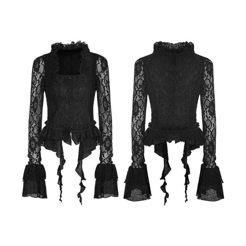 Женский воротник с оборкой в стиле панк шикарный прозрачный кружевной рукав|women