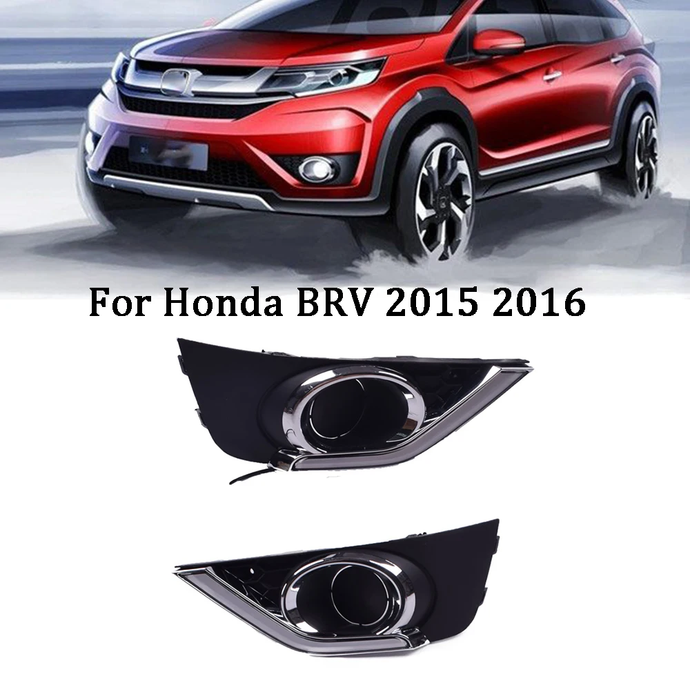 

ECAHAYAKU 1 Pair Car Styling LED DRL Daytime Running Light for Honda BRV 2015 2016 2017 with Yellow Turn Signal DC 12V ABS+LED