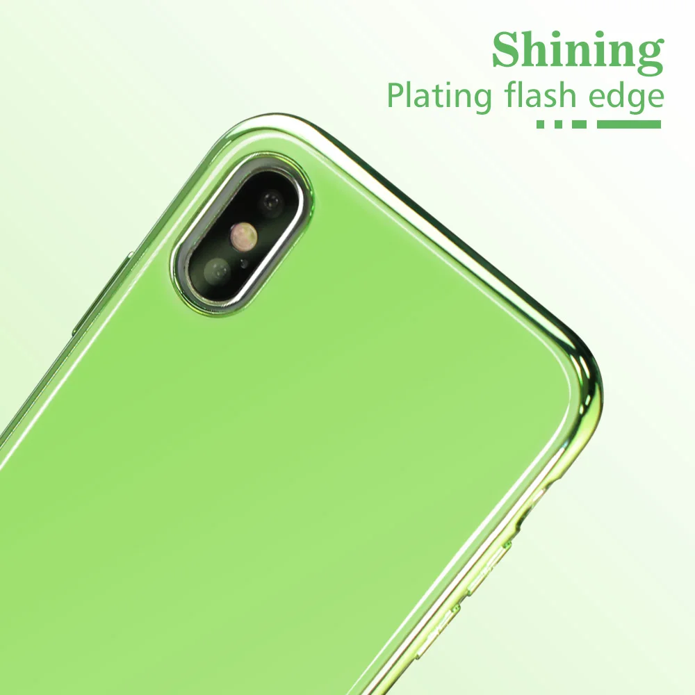 Для iphone X XR XS MAX чехол цветной ультра тонкий гальванический + TPU противоударный для