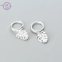 925 sterling silver earrings leaf hoop earrings womens korean version with zircon leaf ear button temperament small jewelry
