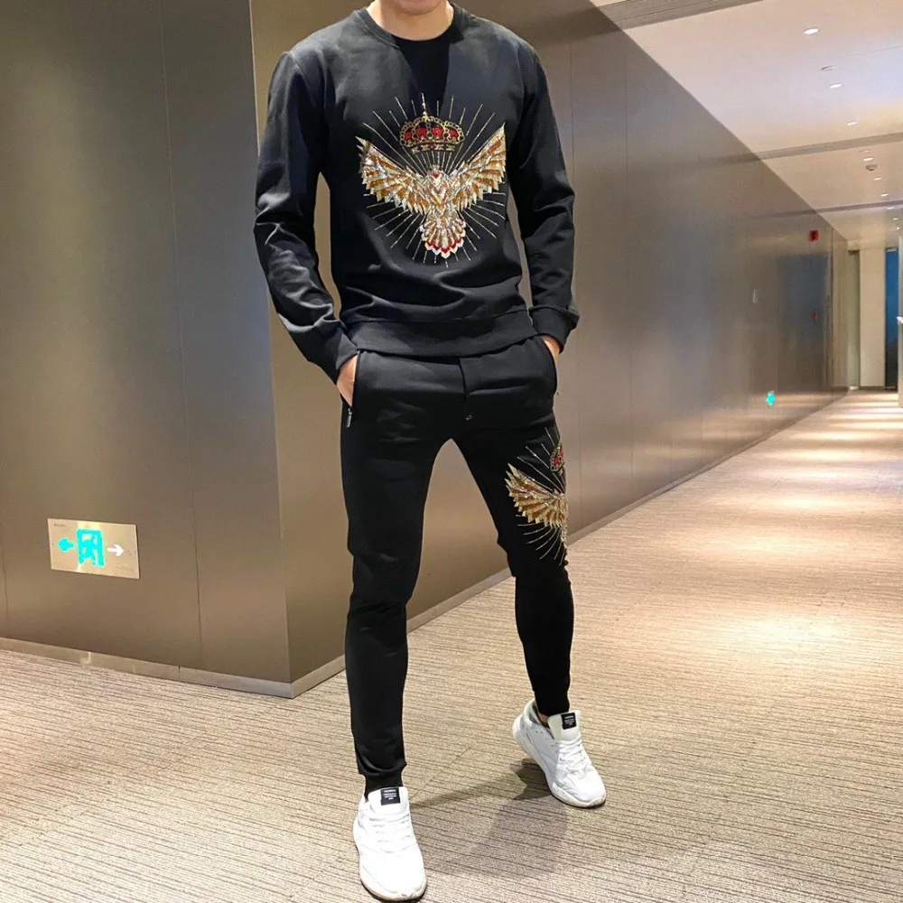 Осень зима класса люкс для мужчин тренировочный костюм в рождественской