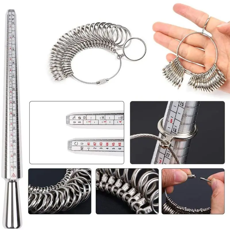 

11Pcs Metal Mandrel Finger Sizing Guage Jewelers Hammer Ring Clamps Tools Kit AXYD