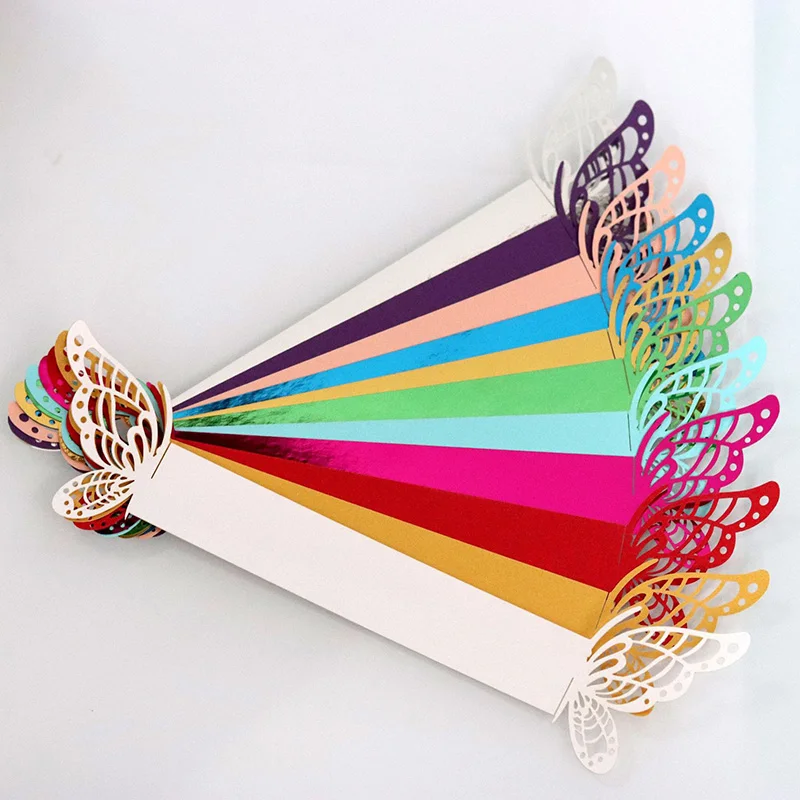 50 шт бабочка Лазерная резка металла кольцо для бумажных салфеток держатели