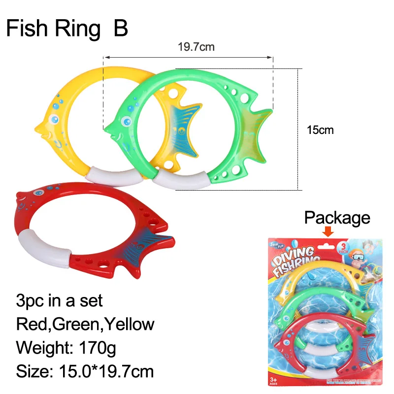 Fish Ring B Детский плавательный бассейн, игрушка для погружения, игрушка для погружения, для погружения, для обучения, для плавания, для тренировок, аксессуар для детей, бассейн, забавная игрушка для игры в бассейн, B41004 - Цвет: Fish Ring B