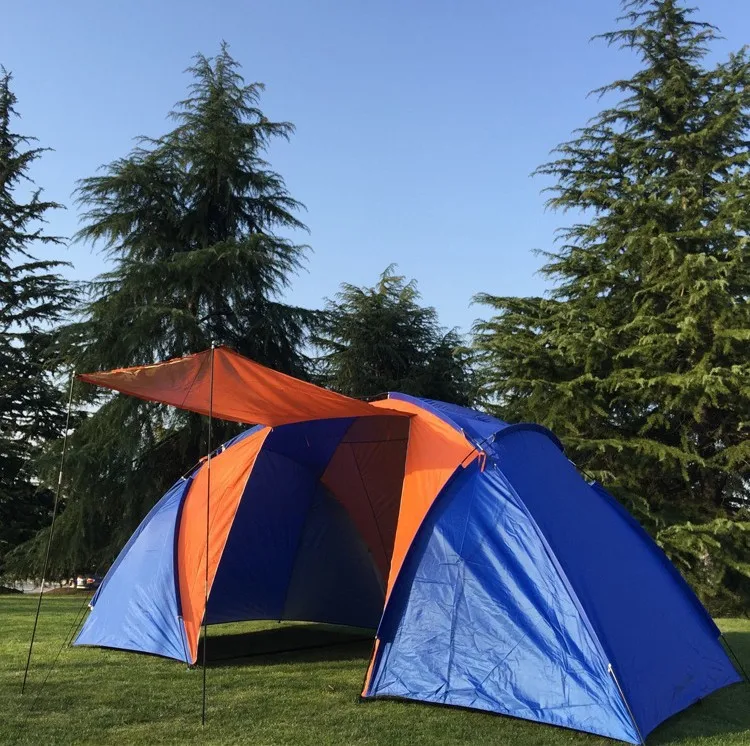 blue 5-6persons класса люкс 2 номер 1 зал большой двухъярусный семья палатки для кемпинга на открытом воздухе без нижней алюминиевый коврик - Цвет: blue