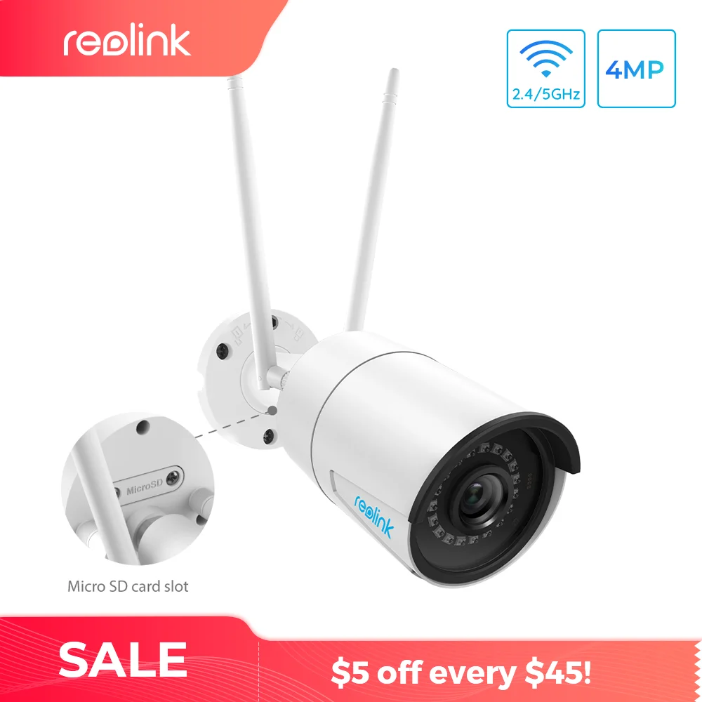Reolink Wi-Fi Камера 4MP 2.4 г/5 г HD IP Камеры со Слотом SD Карты Беспроводное Уличное Водонепроницаемое Видеонаблюдение Безопасности RLC-410W
